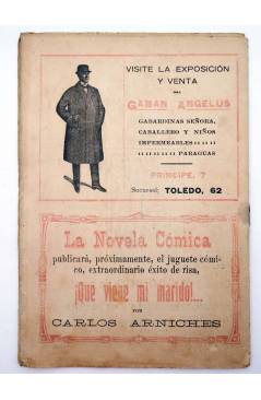 Contracubierta de LA NOVELA CÓMICA 126. EL SOLDADO DE NÁPOLES (Alntonio López Monís / Lázaro De O'Lein) Madrid 1918