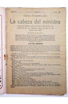 Muestra 1 de LA NOVELA CÓMICA 132. LA CABEZA DEL MINISTRO (Rafael De Santa Ana) Madrid 1918