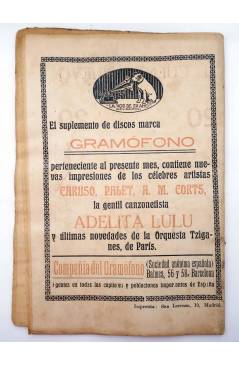 Contracubierta de LA NOVELA CÓMICA 159. EL CAPRICHO DE UNA REINA (Antonio Paso / Antonio Vidal) Madrid 1919