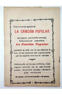Contracubierta de LA NOVELA CÓMICA 169. EL VIAJE DE LA VIDA (Manuel Moncayo) Madrid 1919