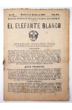 Cubierta de LA NOVELA CÓMICA 174. EL ELEFANTE BLANCO (Manuel González De Lara / Ramón Díaz Mirete) Madrid 1919
