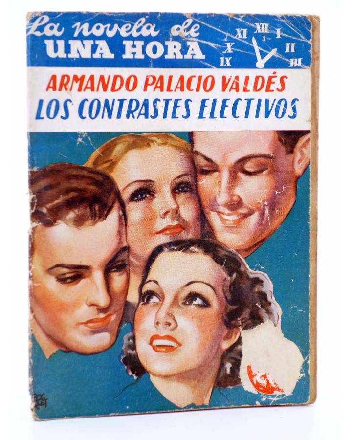 Cubierta de LA NOVELA DE UNA HORA 1. LOS CONTRASTES ELECTIVOS (Armando Palacio Valdés) Reunidos 1936
