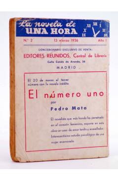 Contracubierta de LA NOVELA DE UNA HORA 2. UN CADÁVER EN EL COMEDOR (Wenceslao Fernádez Flórez) Reunidos 1936