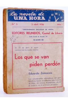 Contracubierta de LA NOVELA DE UNA HORA 5. NADIE QUIERE A NADIE (Concha Espina) Reunidos 1936