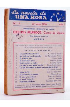 Contracubierta de LA NOVELA DE UNA HORA 12. PODEROSO CABALLERO (Cristóbal De Castro) Reunidos 1936