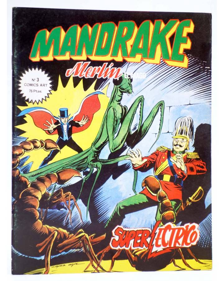 Cubierta de COMICS ART: MANDRAKE. MERLÍN EL MAGO 3. SUPERLÉCTRICO (Lee Falk / Fred Fredericks) Vértice 1980