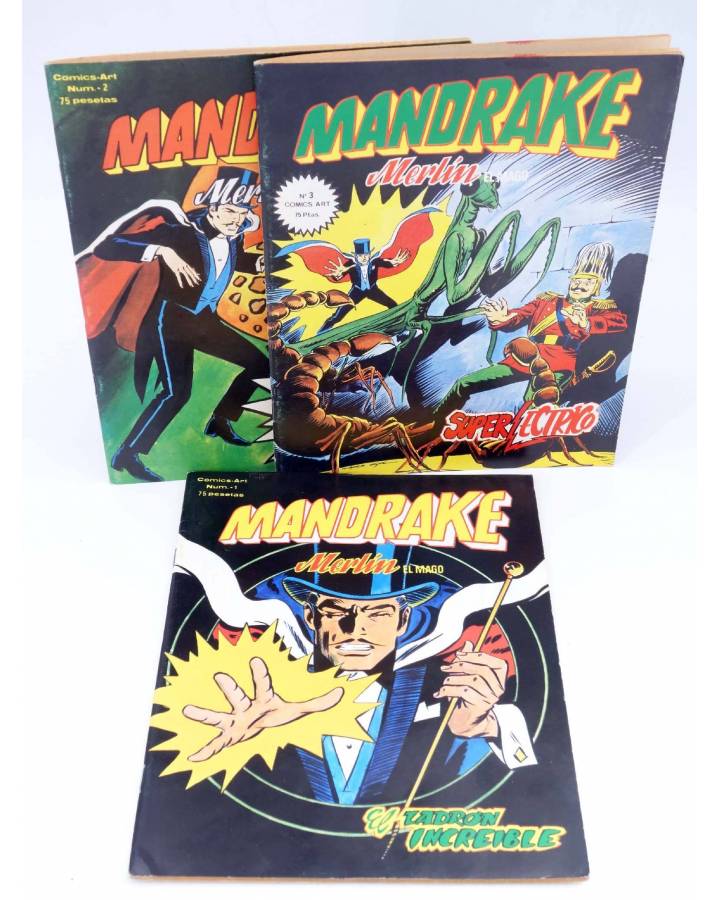 Cubierta de COMICS ART: MANDRAKE. MERLÍN EL MAGO 1 2 3 (Lee Falk / Fred Fredericks) Vértice 1980