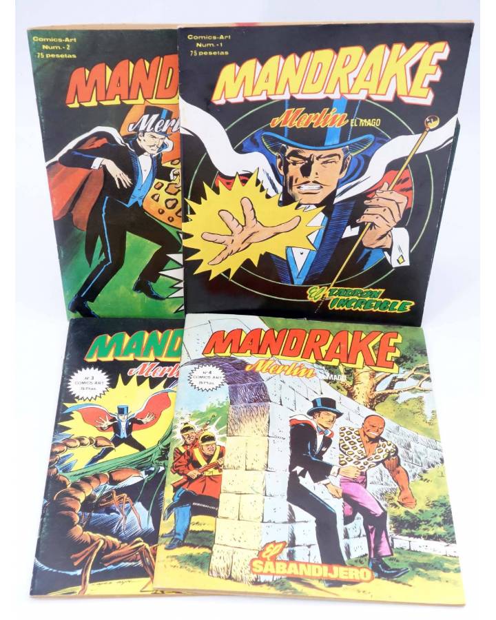 Cubierta de COMICS ART: MANDRAKE. MERLÍN EL MAGO 1 2 3 4 (Lee Falk / Fred Fredericks) Vértice 1980