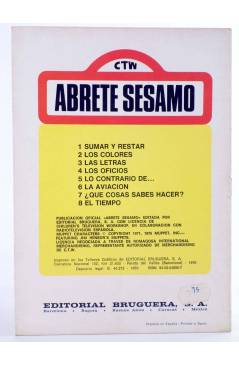 Contracubierta de CTW ÁBRETE SÉSAMO - BARRIO SÉSAMO 5. LO CONTRARIO DE…. Bruguera 1976