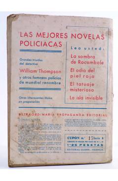 Contracubierta de LAS MEJORES NOVELAS POLICIACAS 3. EL ODIO DEL PIEL ROJA. Guerri Circa 1930