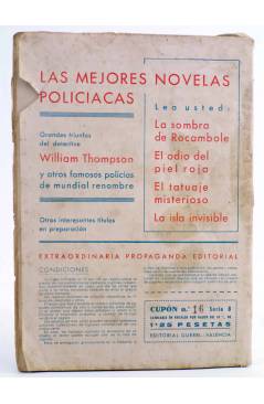 Contracubierta de LAS MEJORES NOVELAS POLICIACAS 4. LA ISLA INVISIBLE. Guerri Circa 1930