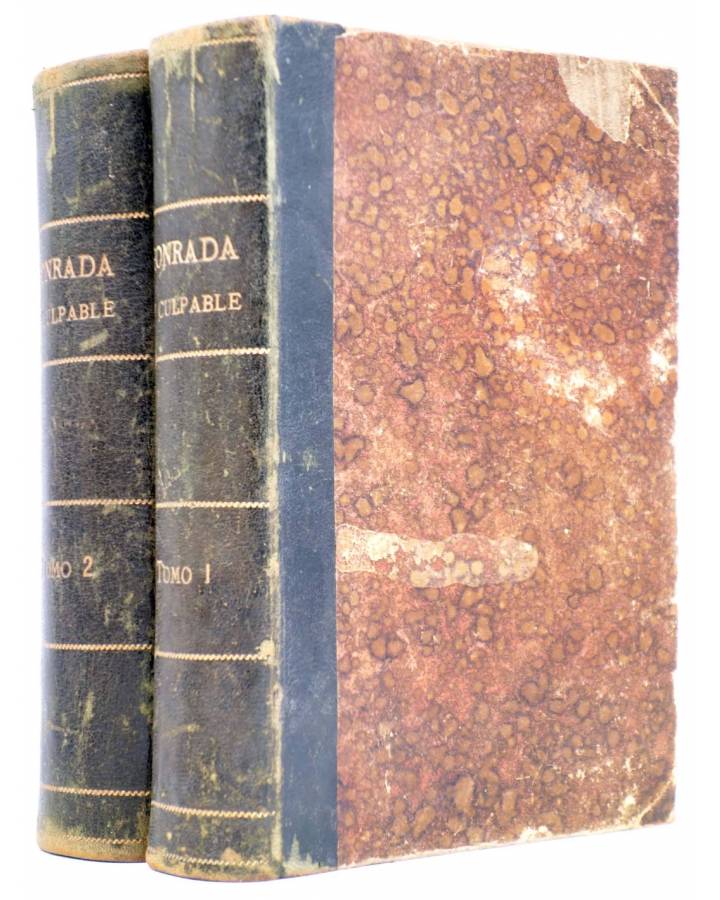 Cubierta de HONRADA Y CULPABLE O LA MUJER MISTERIOSA DOS TOMOS. COMPLETA (Alfredo Roman De Luna) Pedro Font Circa 1900