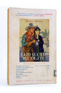 Contracubierta de COLECCIÓN AVENTURA 51. TIGRE (Zane Grey) Juventud 1929