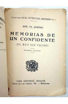 Muestra 1 de MEMORIAS DE UN CONFIDENTE. EL REY SIN TRONO (René Ch. Joospogu) Araluce 1930