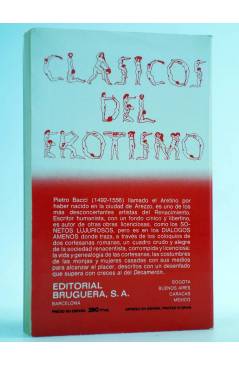 Contracubierta de CLÁSICOS DEL EROTISMO 1. DIÁLOGOS AMENOS (Pietro Aretino) Bruguera 1977