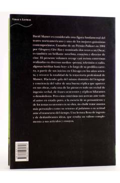 Contracubierta de TRAYECTOS 73. CONVERSACIONES CON DAVID MAMET (Leslie Kane Ed) Alba 2005