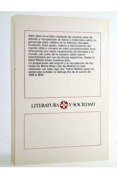 Contracubierta de LITERATURA Y SOCIEDAD 16. HERODES: SU PERSONA REINADO Y DINASTÍA (María Rosa Lida De Malkiel) Castalia