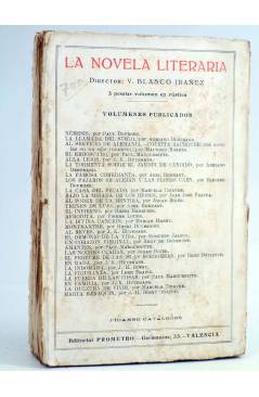 Contracubierta de LA NOVELA LITERARIA. LA CASA DEL PECADO (Marcela Tinayre) Prometeo 1919