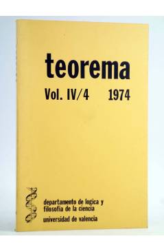 Cubierta de REVISTA TEOREMA VOL. IV/4 1974. DEPARTAMENTO DE LÓGICA Y FILOSOFÍA DE LA CIENCIA (Vvaa) UV 1974