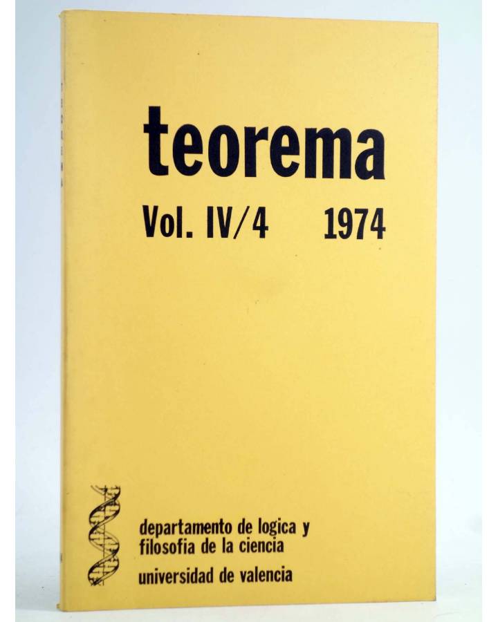 Cubierta de REVISTA TEOREMA VOL. IV/4 1974. DEPARTAMENTO DE LÓGICA Y FILOSOFÍA DE LA CIENCIA (Vvaa) UV 1974