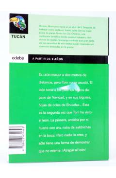 Contracubierta de TUCÁN 26. EL LEÓN DE TOM (Michael Morpurgo / Fernado Krahn) Edebé 2003