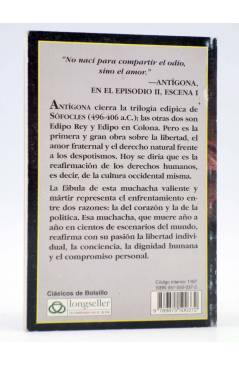 Contracubierta de CLÁSICOS DE BOLSILLO 1. ANTÍGONA (Sófocles) Longseller 2001