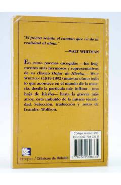 Contracubierta de CLÁSICOS DE BOLSILLO 6. CUERPO PUEBLO ESPÍRITU (Walt Whitman) Errepar 1999