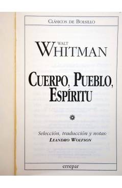 Muestra 2 de CLÁSICOS DE BOLSILLO 6. CUERPO PUEBLO ESPÍRITU (Walt Whitman) Errepar 1999