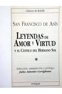Muestra 2 de CLÁSICOS DE BOLSILLO 13. LEYENDAS DE AMOR Y VIRTUD (San Francisco De Asís) Errepar 1998