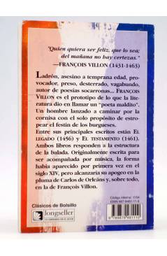 Contracubierta de CLÁSICOS DE BOLSILLO 75. BALADAS DE UN POETA MALDITO (François Villon) Longseller 2001