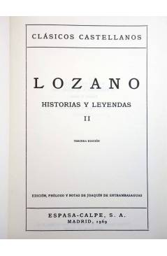 Muestra 1 de CLÁSICOS CASTELLANOS 121. HISTORIAS Y LEYENDAS II (Lozano) Espasa Calpe 1969