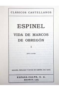 Muestra 1 de CLÁSICOS CASTELLANOS 43. VIDA DE MARCOS DE OBREGÓN I (Espinel) Espasa Calpe 1969