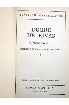 Muestra 1 de CLÁSICOS CASTELLANOS. EL MORO EXPÓSITO I (Duque De Rivas) Espasa Calpe 1982