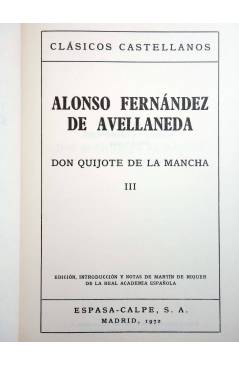 Muestra 1 de CLÁSICOS CASTELLANOS 176. DON QUIJOTE DE LA MANCHA III (Alonso Fernández De Avellaneda) Espasa Calpe 1972