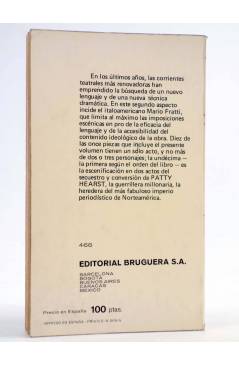 Contracubierta de PATTY HEARST Y OTRAS PIEZAS DE VANGUARDIA (Mario Fratti) Bruguera 1977