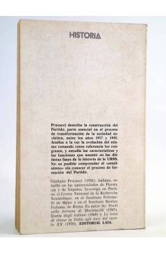 Contracubierta de EDICIONES DE BOLSILLO 497. EL PARTIDO EN LA URSS 1917-1945 (Giuliano Procacci) Laia 1977
