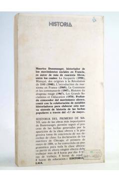 Contracubierta de EDICIONES DE BOLSILLO 471. HISTORIA DEL 1º DE MAYO (Maurice Dommanget) Laia 1976