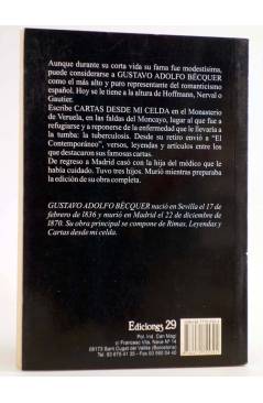 Contracubierta de CARTAS DESDE MI CELDA (Gustavo Adolfo Becquer) Ediciones 29 2004