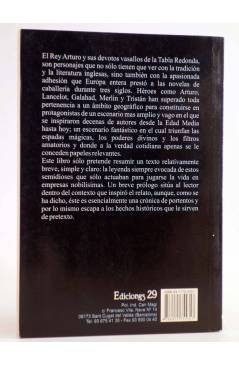 Contracubierta de EL REY ARTURO Y LOS CABALLEROS DE LA TABLA REDONDA (Anónimo) Ediciones 29 2004
