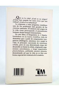 Contracubierta de ORIGEN DE LA VIDA (A. I. Oparin) Tomo 1998