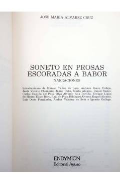 Muestra 3 de ENDYMION 31. SONETO EN PROSAS ESCORADAS A BABOR. NARRACIONES (Jose Mª Álvarez Cruz) Ayuso 1981