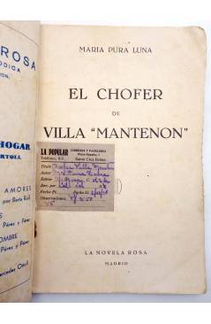 Muestra 1 de LA NOVELA ROSA NE 32. EL CHOFER DE VILLA MANTENON (María Pura Luna) Juventud 1939