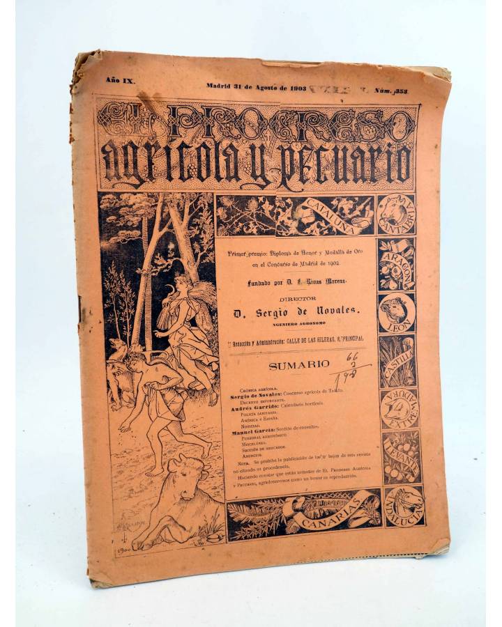 Cubierta de EL PROGRESO AGRICOLA Y PECUARIO AÑO IX Nº 353 (Vvaa) Madrid 1903