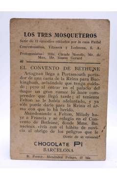 Contracubierta de CROMO LOS TRES MOSQUETEROS Nº 40. Chocolates Pi Circa 1930