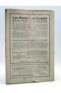 Contracubierta de LAS NOVELAS DEL CORAZÓN. LA PRINCESA MENDIGA 34 (Hugo De América) Vecchi Circa 1920