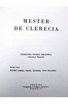 Muestra 1 de COLECCIÓN PRIMERA BIBLIOTECA 2. ANTOLOGÍA (Mester De Clerecía) Coculsa 1980