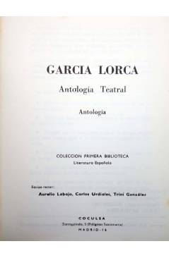 Muestra 1 de COLECCIÓN PRIMERA BIBLIOTECA 71. ANTOLOGÍA TEATRAL (Federico García Lorca) Coculsa 1981