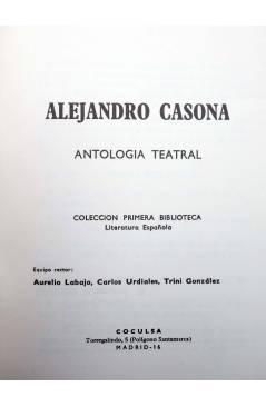 Muestra 1 de COLECCIÓN PRIMERA BIBLIOTECA 72. ANTOLOGÍA TEATRAL (Alejandro Casona) Coculsa 1968