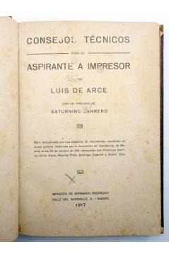 Muestra 2 de CONSEJOS TÉCNICOS PARA EL ASPIRANTE A IMPRESOR (Luis De Arce) Bernardo Rodríguez 1917