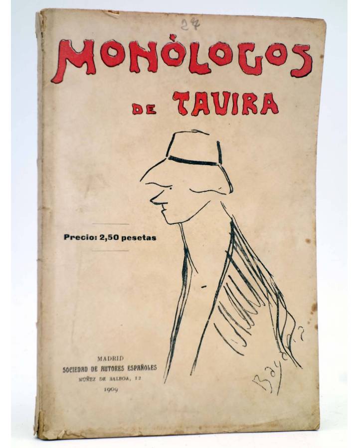 Cubierta de MONÓLOGOS DE TAVIRA (Francisco Tavira) Sociedad de Autores Españoles 1909
